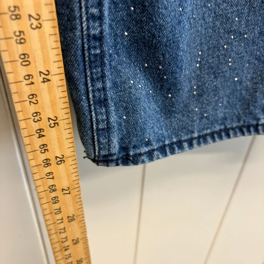 Justice Y2K Sparkle Wide Leg Denim Jeans Girls Size 14 School Embellished Grunge